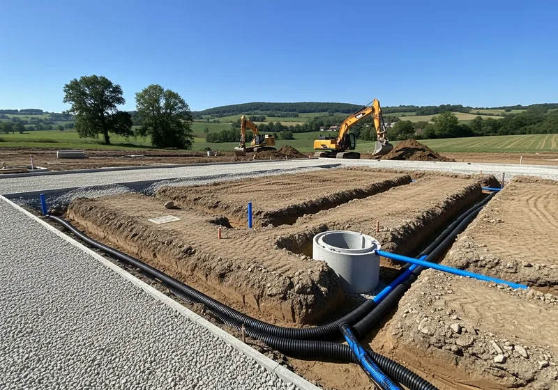 Viabilisation et tranchées de réseaux d'un lotissement à Couzeix