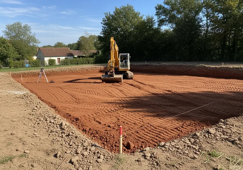 Terrassement d'une plateforme de maison sur un terrain d'impactite à Rochechouart